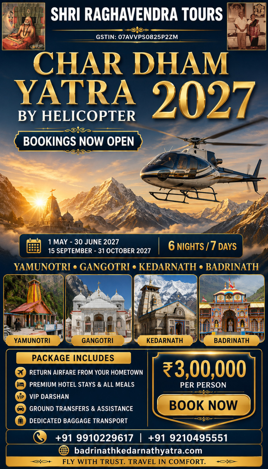 Char Dham land package with Kedarnath helicopter promotional poster